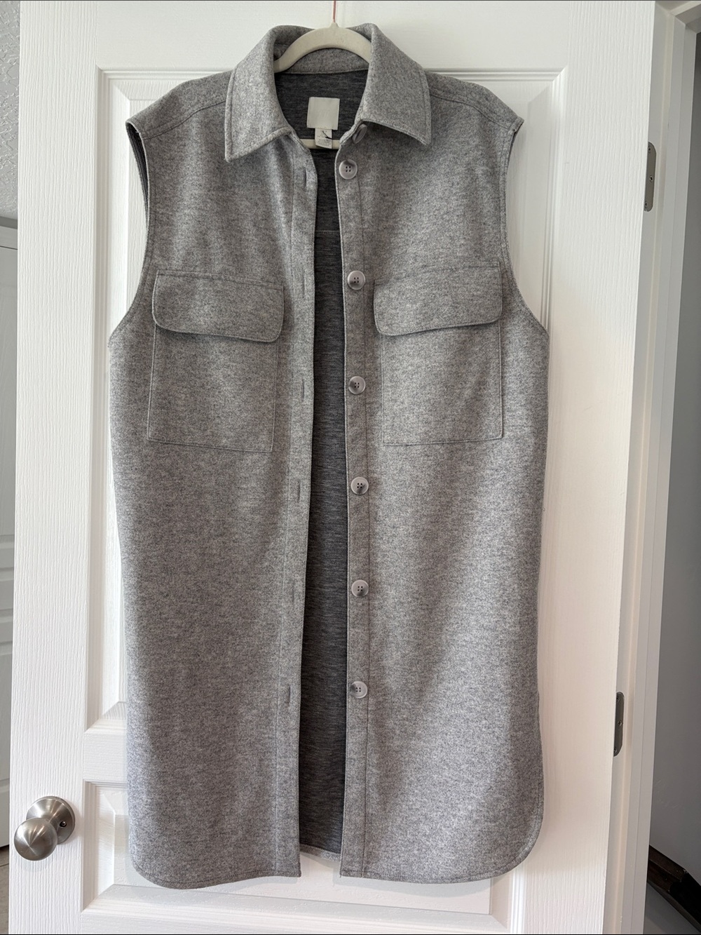 H&M Grey Sleeveless Button-Front Wool Blend Vest